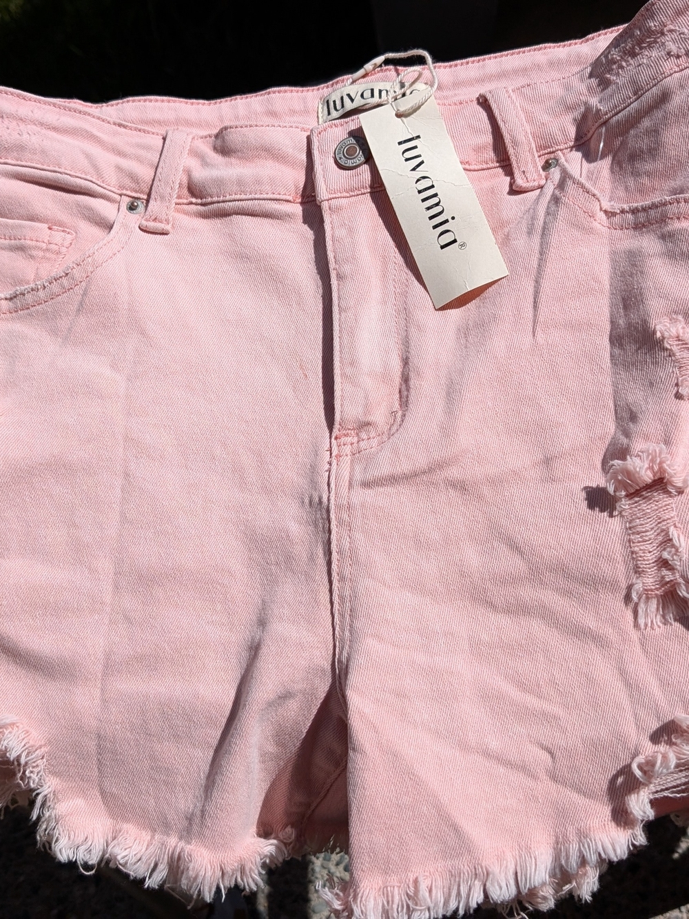 luvamia Pink Boyfriend Jeans Shorts - Soft Pastel High-Rise